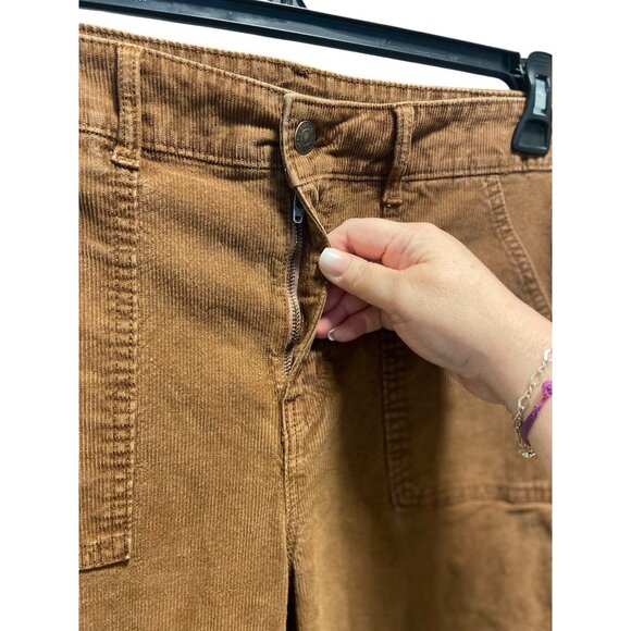 American Eagle Outfitters Super High Rise Flare Corduroy Pants Brown Size 12 - Picture 11 of 16